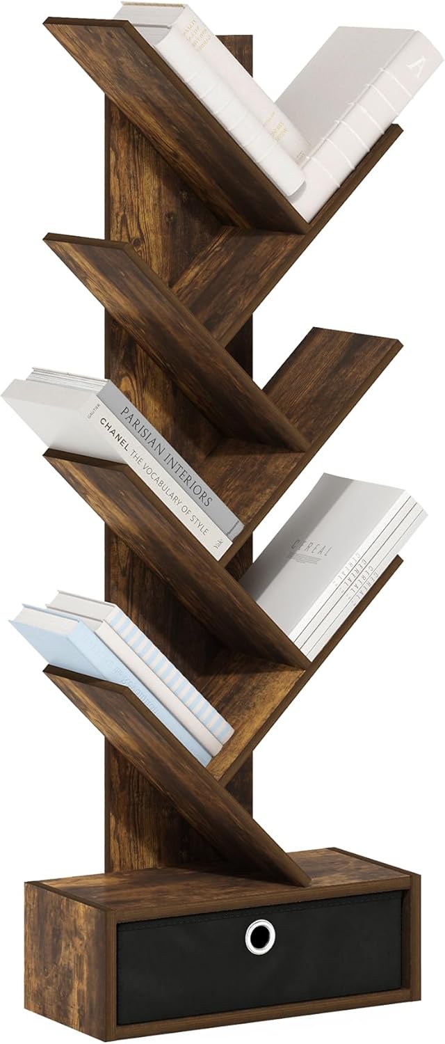 Furinno PASIR Book Shelf, 3-Tier Bookshelf, Bookcase, 9.7" x 23.7" x 31.5", for Living Room, Bedroom, Home Office, Blackwood