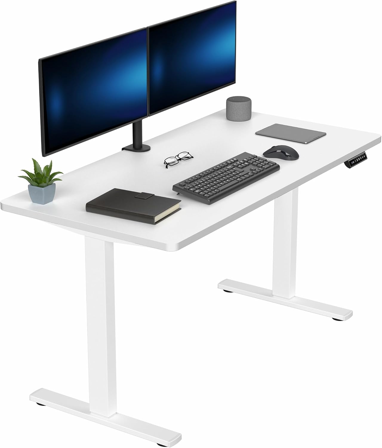 VIVO Electric 60 x 30 in Standing Desk, Memory Height Adjustment, 1B Series, Holds 220 lbs, Black Top Black Frame, DESK-KIT-1B6B-30