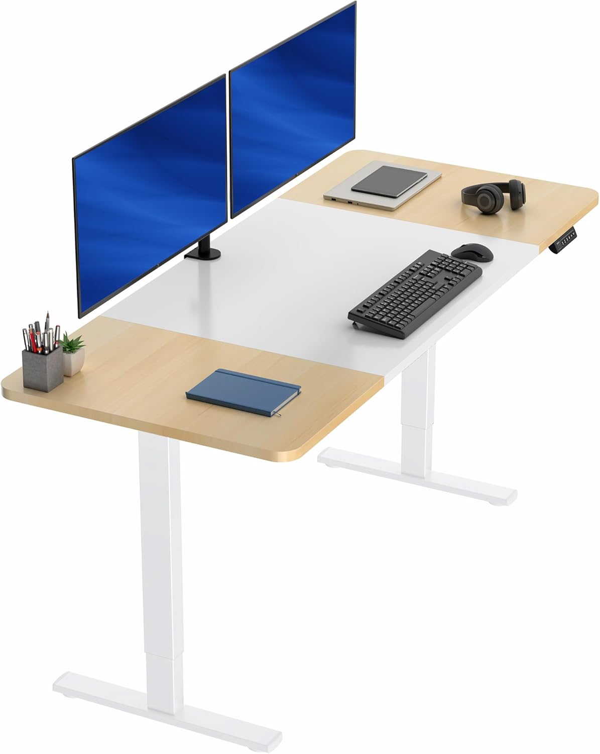 VIVO Electric 60 x 30 in Standing Desk, Memory Height Adjustment, 1B Series, Holds 220 lbs, Black Top Black Frame, DESK-KIT-1B6B-30