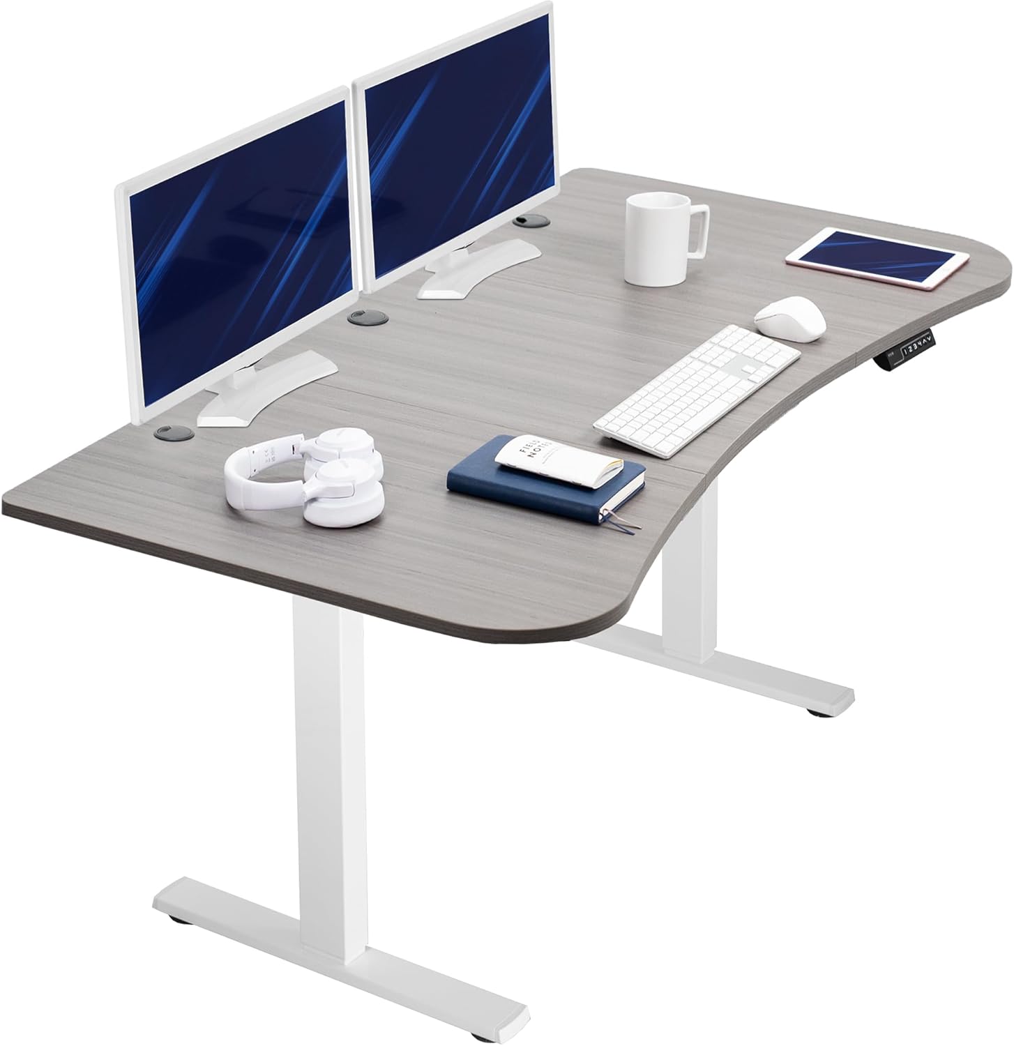 VIVO Electric 60 x 30 in Standing Desk, Memory Height Adjustment, 1B Series, Holds 220 lbs, Black Top Black Frame, DESK-KIT-1B6B-30