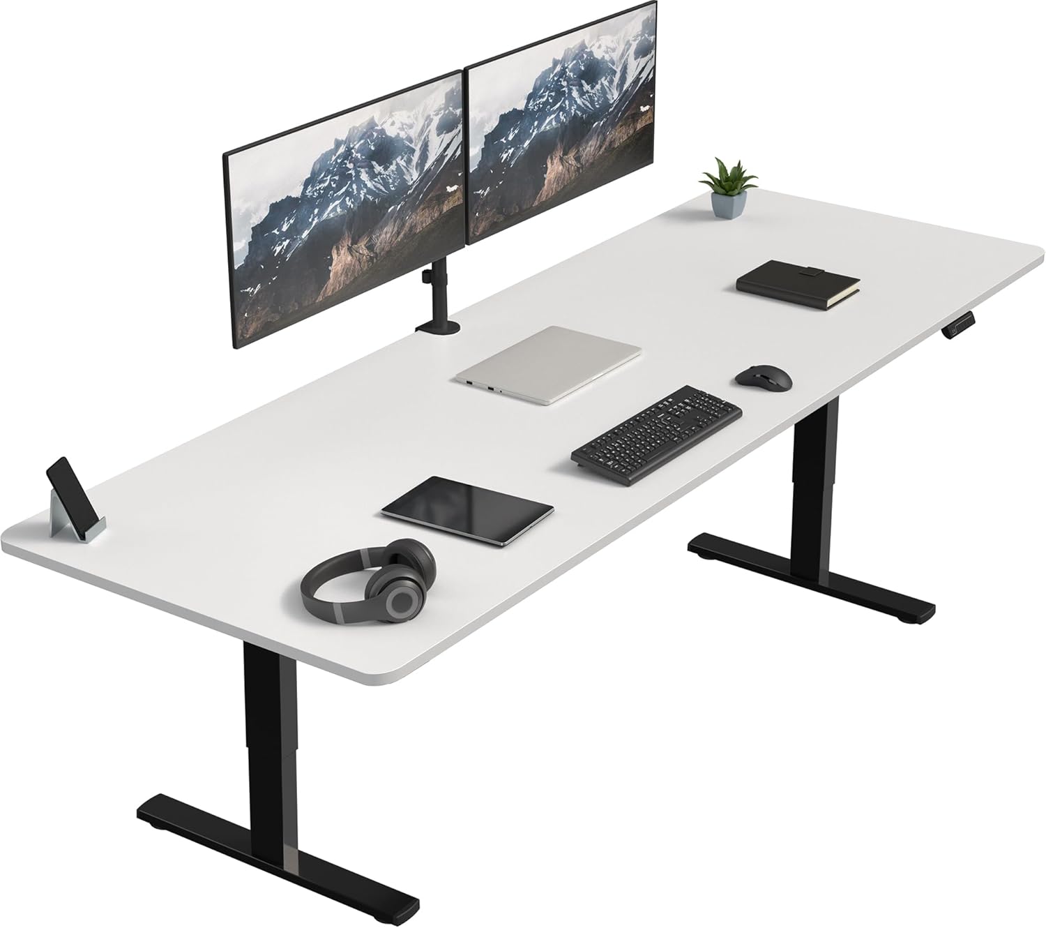 VIVO Electric 60 x 30 in Standing Desk, Memory Height Adjustment, 1B Series, Holds 220 lbs, Black Top Black Frame, DESK-KIT-1B6B-30