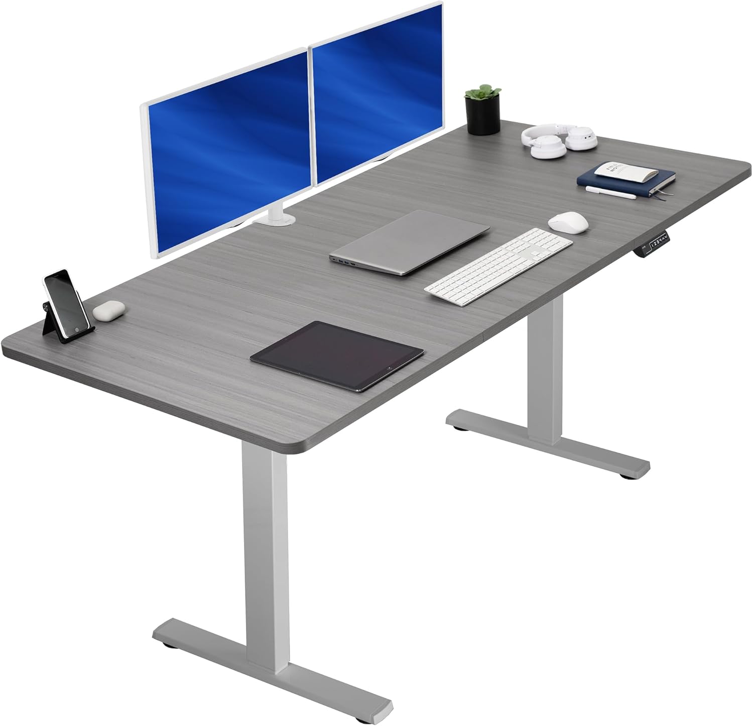 VIVO Electric 60 x 30 in Standing Desk, Memory Height Adjustment, 1B Series, Holds 220 lbs, Black Top Black Frame, DESK-KIT-1B6B-30