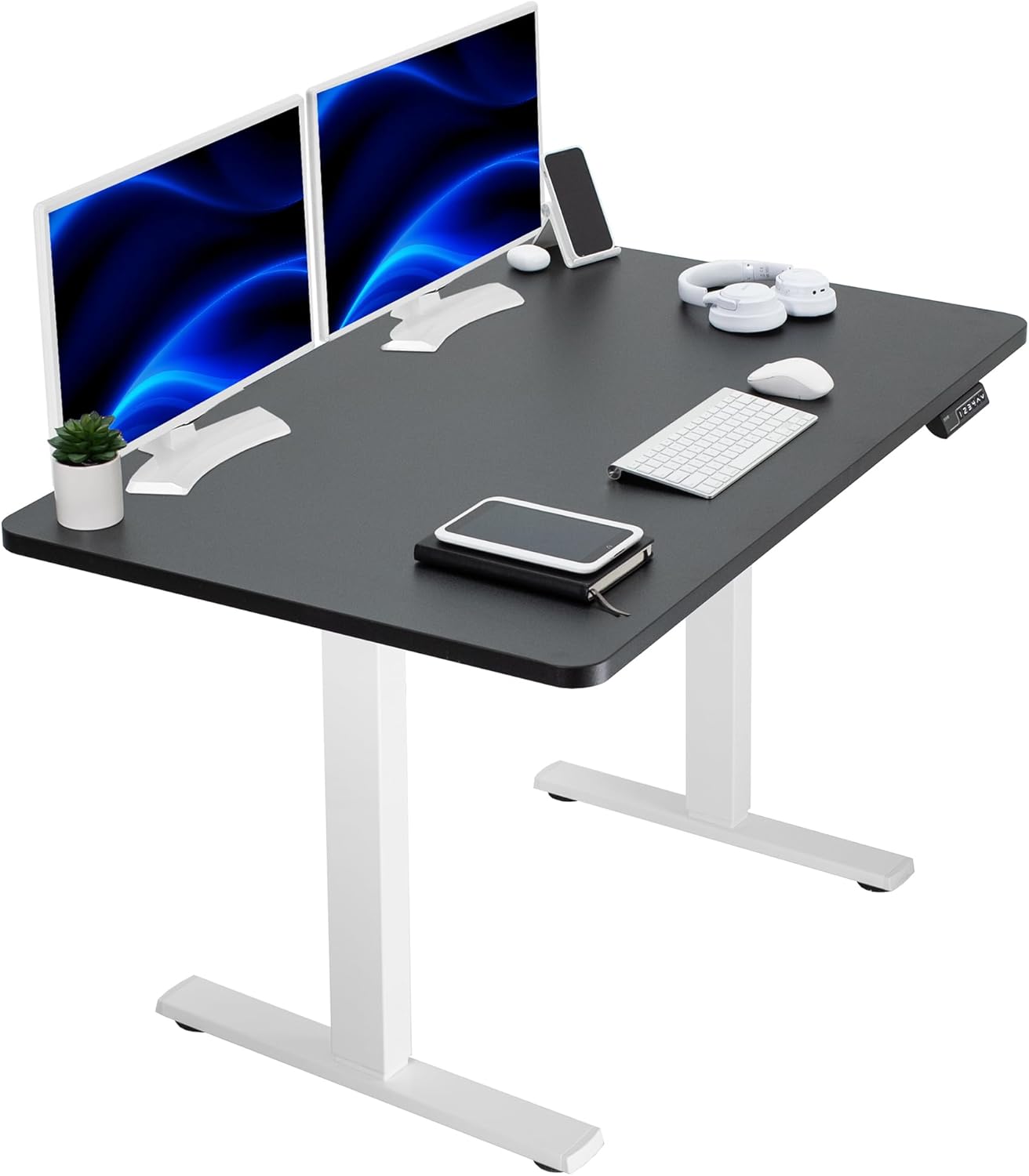 VIVO Electric 60 x 30 in Standing Desk, Memory Height Adjustment, 1B Series, Holds 220 lbs, Black Top Black Frame, DESK-KIT-1B6B-30