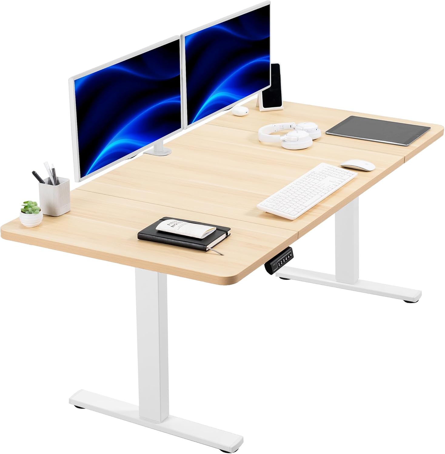 VIVO Electric 60 x 30 in Standing Desk, Memory Height Adjustment, 1B Series, Holds 220 lbs, Black Top Black Frame, DESK-KIT-1B6B-30