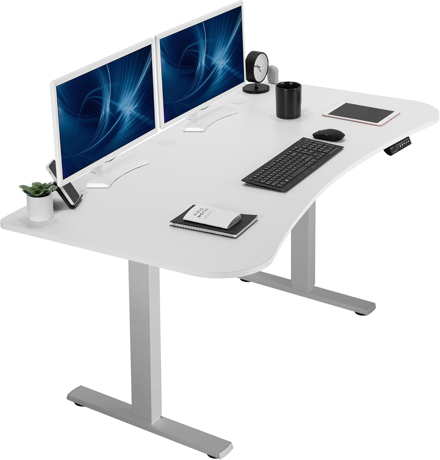 VIVO Electric 60 x 30 in Standing Desk, Memory Height Adjustment, 1B Series, Holds 220 lbs, Black Top Black Frame, DESK-KIT-1B6B-30