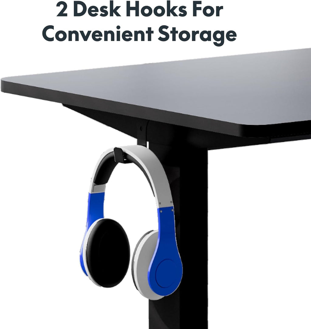 FLEXISPOT One-Piece Electric Standing Desk, 60 x 24 Inches Adjustable Desk with Seamless Desktop, Memory Controller Height Adjustment (Black Frame + Black Desktop, 2 Packages)