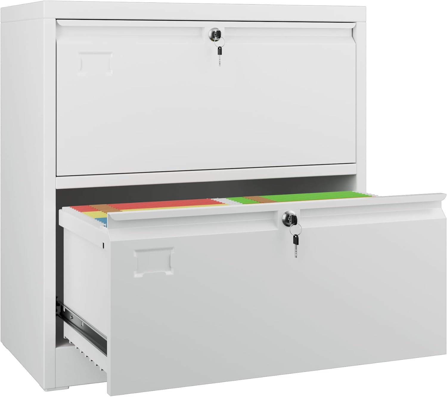 SUXXAN 4 Drawer File Cabinet, Metal Vertical Black Filing Cabinets with Locks Name Card Holder for Home Office, Assembly Required