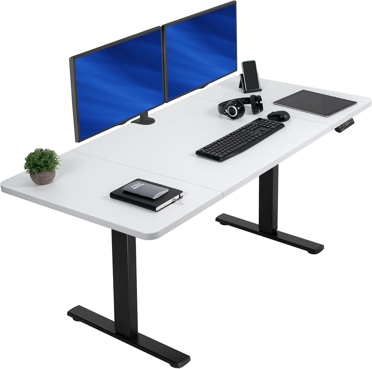 VIVO Electric 60 x 30 in Standing Desk, Memory Height Adjustment, 1B Series, Holds 220 lbs, Black Top Black Frame, DESK-KIT-1B6B-30
