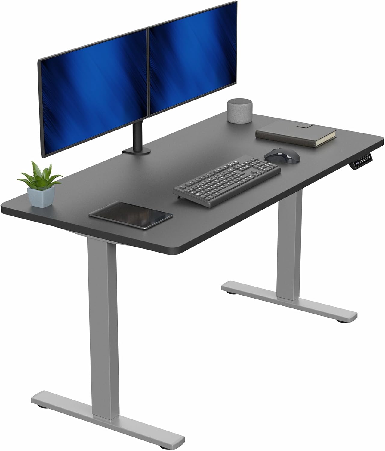 VIVO Electric 60 x 30 in Standing Desk, Memory Height Adjustment, 1B Series, Holds 220 lbs, Black Top Black Frame, DESK-KIT-1B6B-30