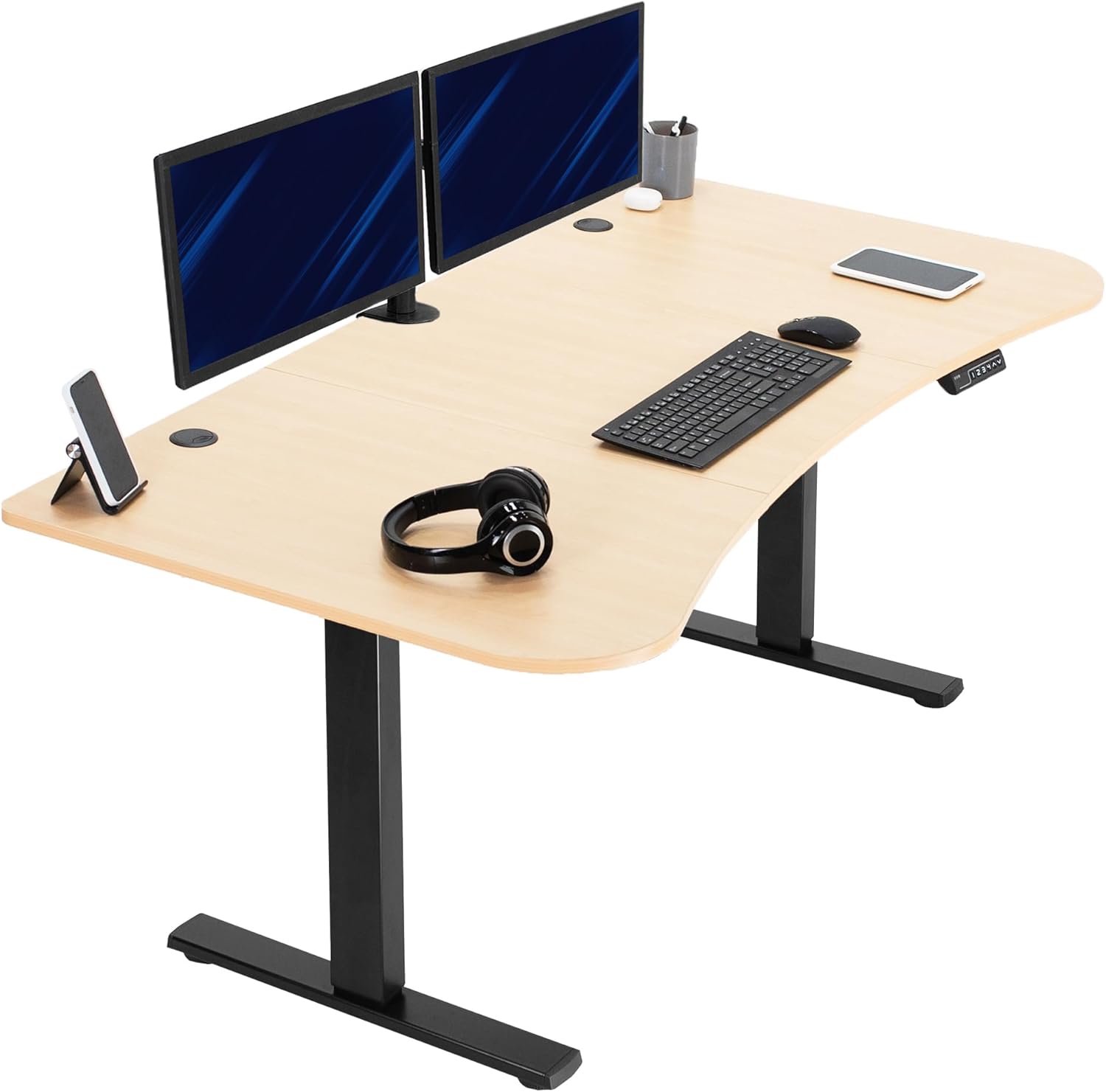 VIVO Electric 60 x 30 in Standing Desk, Memory Height Adjustment, 1B Series, Holds 220 lbs, Black Top Black Frame, DESK-KIT-1B6B-30