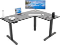 VIVO Electric Corner 63 x 55 inch L-Shaped Standing Desk, Memory Height Adjustment, Black Top Black Frame, DESK-E3CTB