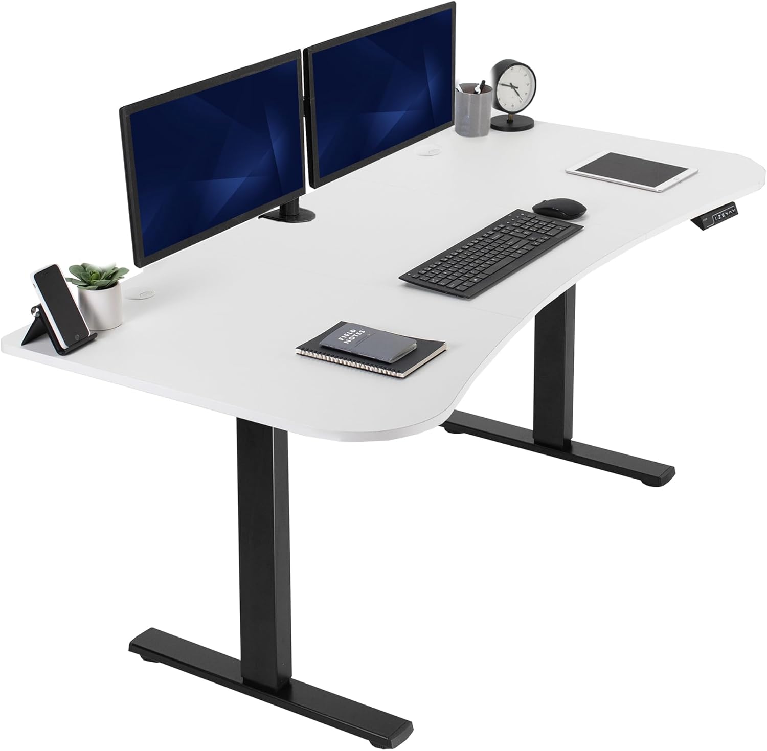 VIVO Electric 60 x 30 in Standing Desk, Memory Height Adjustment, 1B Series, Holds 220 lbs, Black Top Black Frame, DESK-KIT-1B6B-30