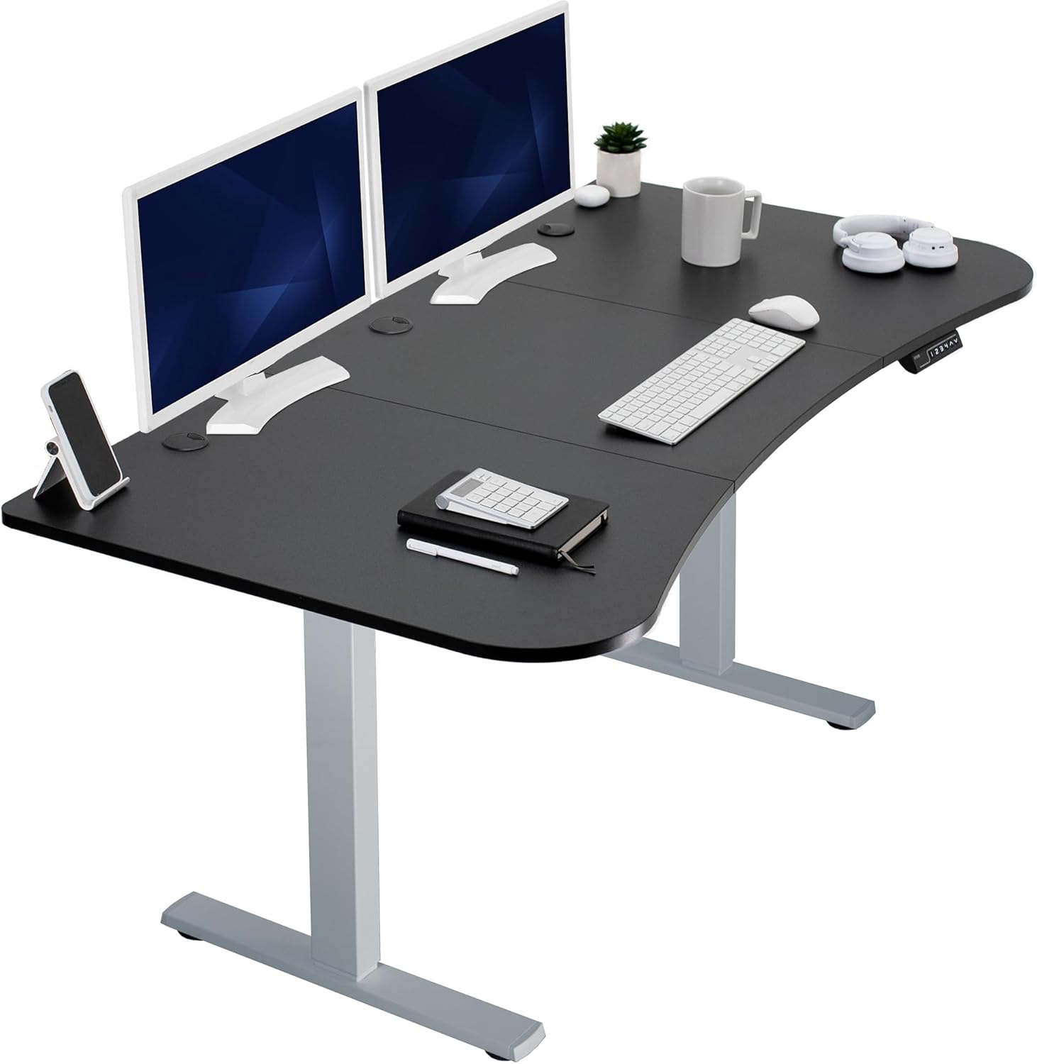 VIVO Electric 60 x 30 in Standing Desk, Memory Height Adjustment, 1B Series, Holds 220 lbs, Black Top Black Frame, DESK-KIT-1B6B-30