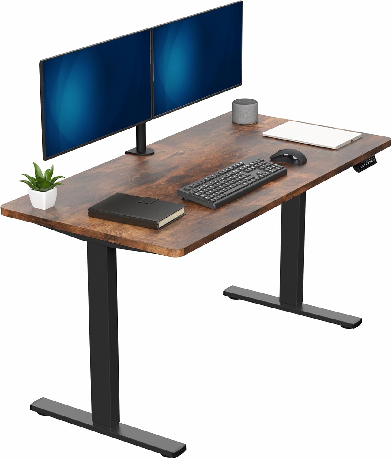 VIVO Electric 60 x 30 in Standing Desk, Memory Height Adjustment, 1B Series, Holds 220 lbs, Black Top Black Frame, DESK-KIT-1B6B-30