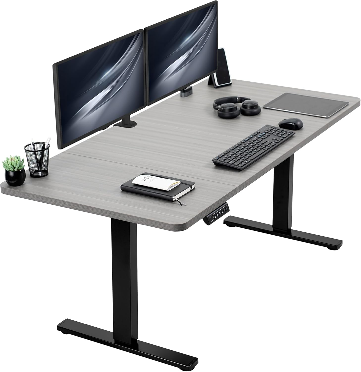 VIVO Electric 60 x 30 in Standing Desk, Memory Height Adjustment, 1B Series, Holds 220 lbs, Black Top Black Frame, DESK-KIT-1B6B-30