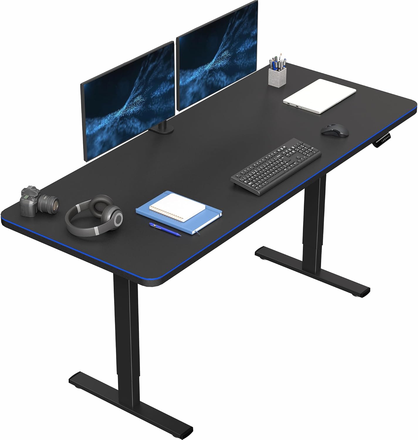 VIVO Electric 60 x 30 in Standing Desk, Memory Height Adjustment, 1B Series, Holds 220 lbs, Black Top Black Frame, DESK-KIT-1B6B-30