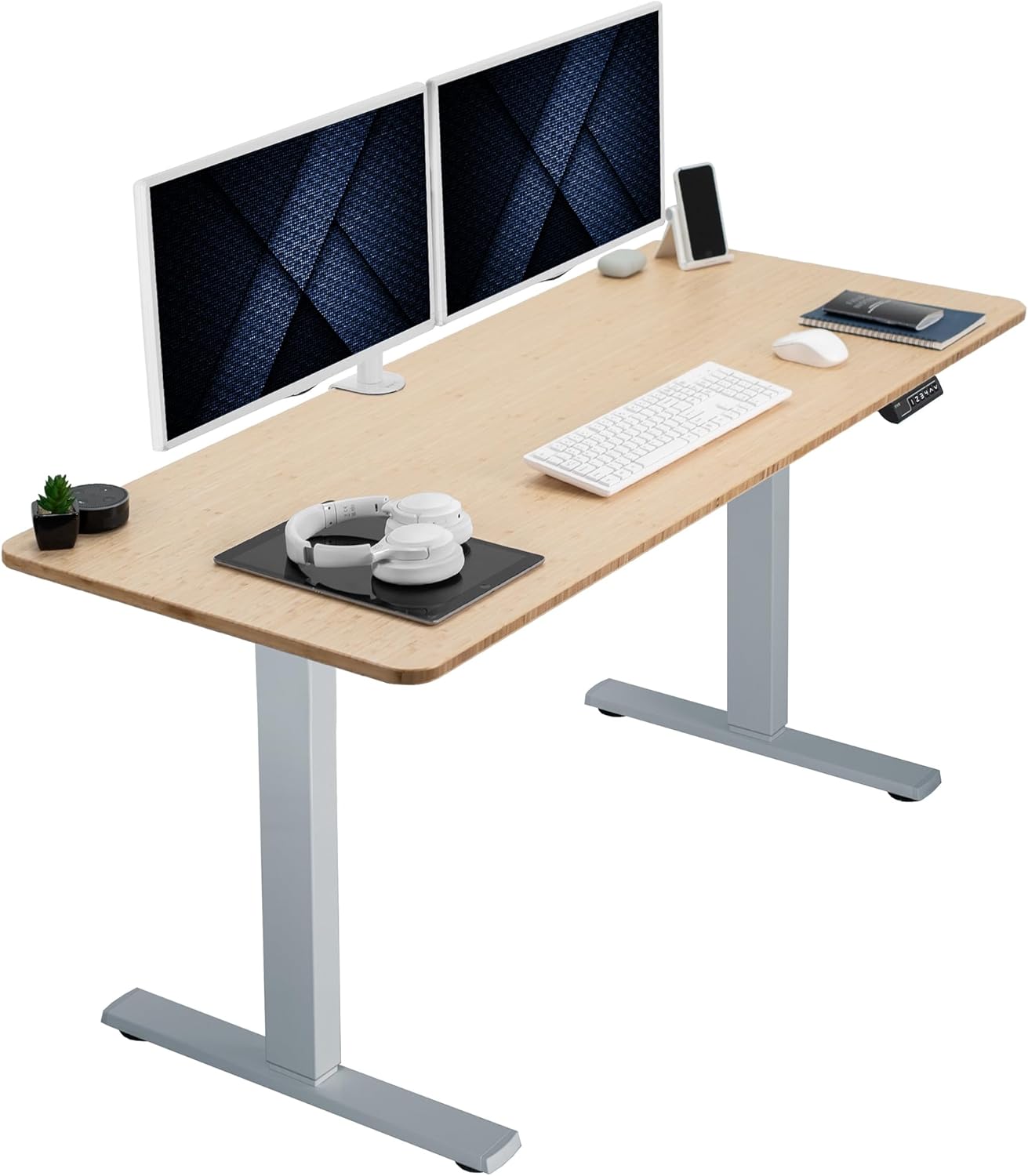 VIVO Electric 60 x 30 in Standing Desk, Memory Height Adjustment, 1B Series, Holds 220 lbs, Black Top Black Frame, DESK-KIT-1B6B-30