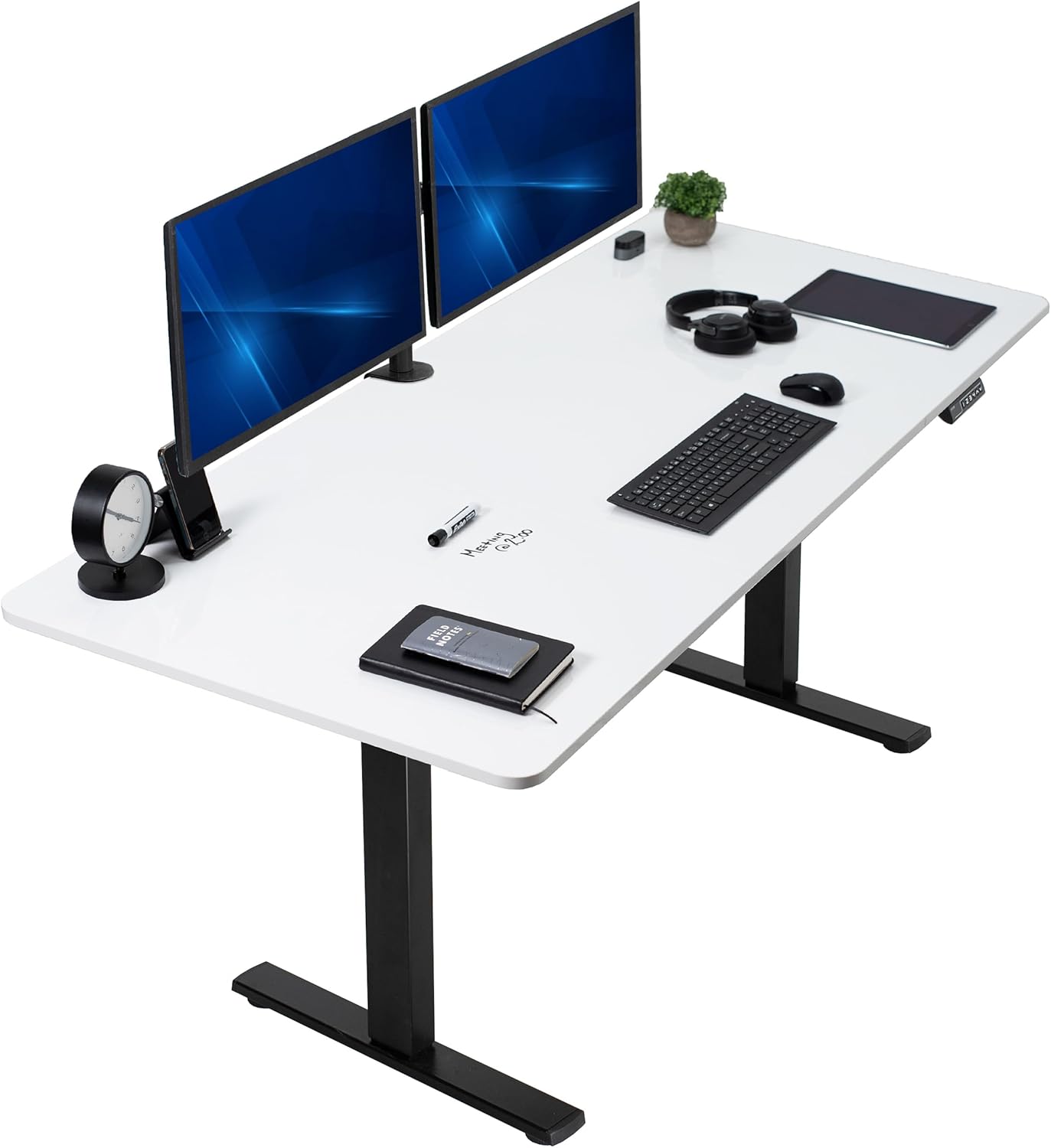 VIVO Electric 60 x 30 in Standing Desk, Memory Height Adjustment, 1B Series, Holds 220 lbs, Black Top Black Frame, DESK-KIT-1B6B-30