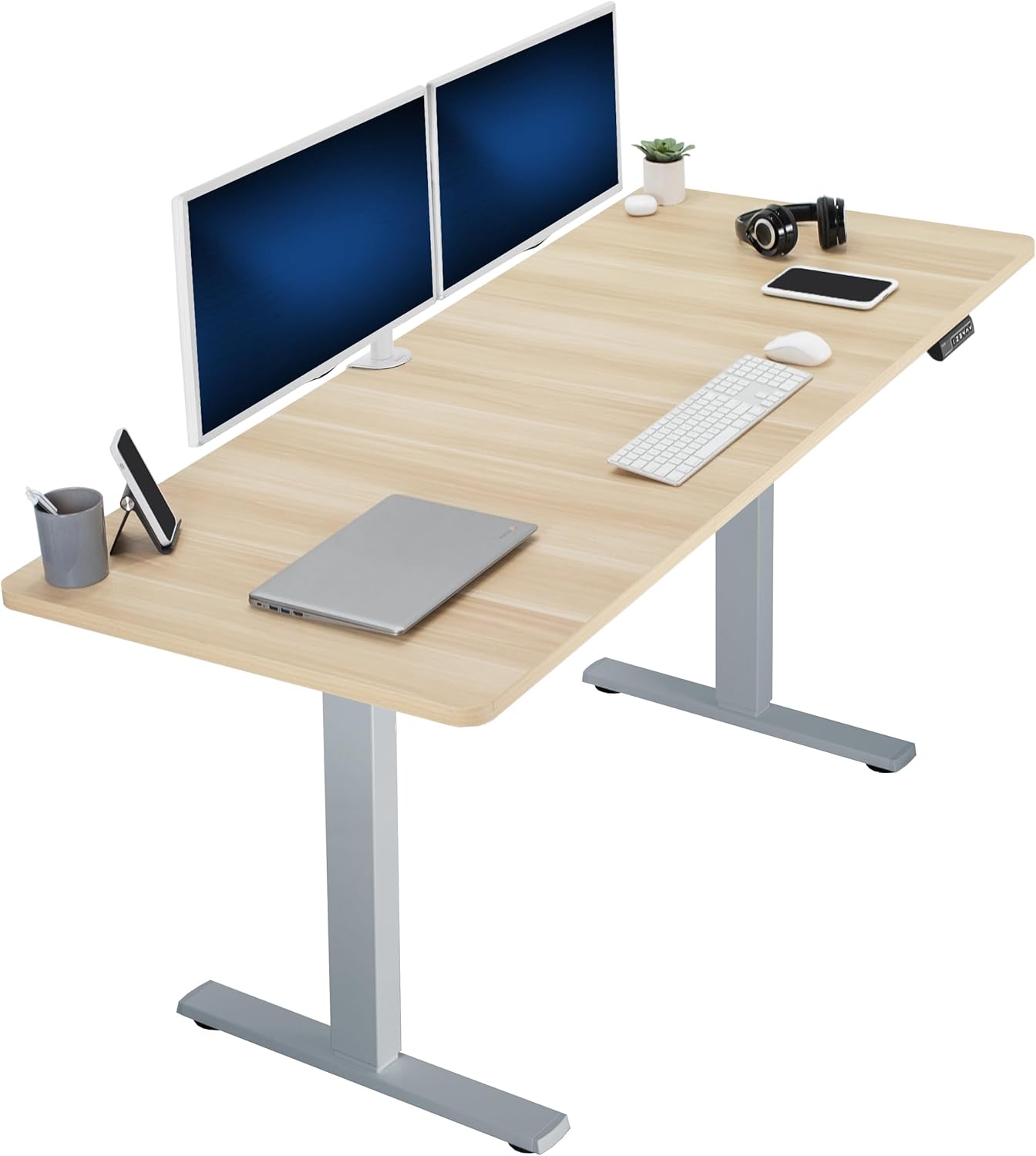 VIVO Electric 60 x 30 in Standing Desk, Memory Height Adjustment, 1B Series, Holds 220 lbs, Black Top Black Frame, DESK-KIT-1B6B-30
