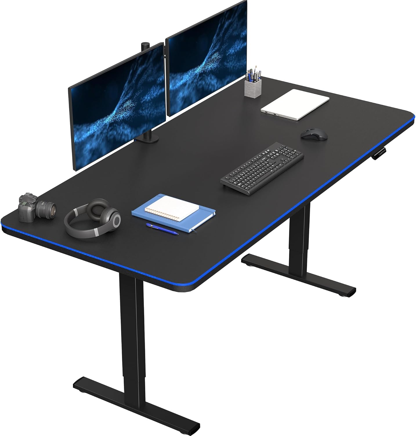 VIVO Electric 60 x 30 in Standing Desk, Memory Height Adjustment, 1B Series, Holds 220 lbs, Black Top Black Frame, DESK-KIT-1B6B-30