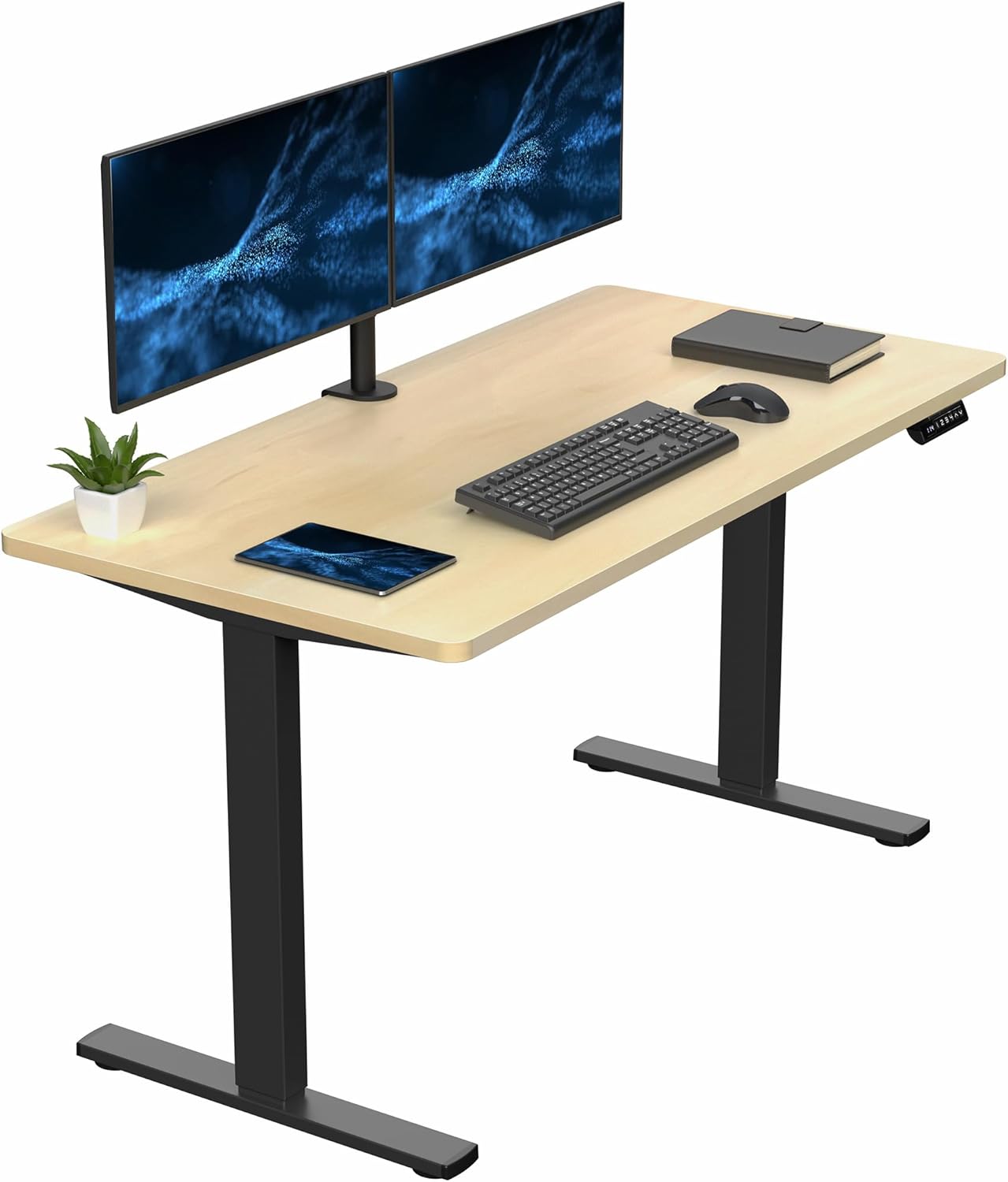 VIVO Electric 60 x 30 in Standing Desk, Memory Height Adjustment, 1B Series, Holds 220 lbs, Black Top Black Frame, DESK-KIT-1B6B-30