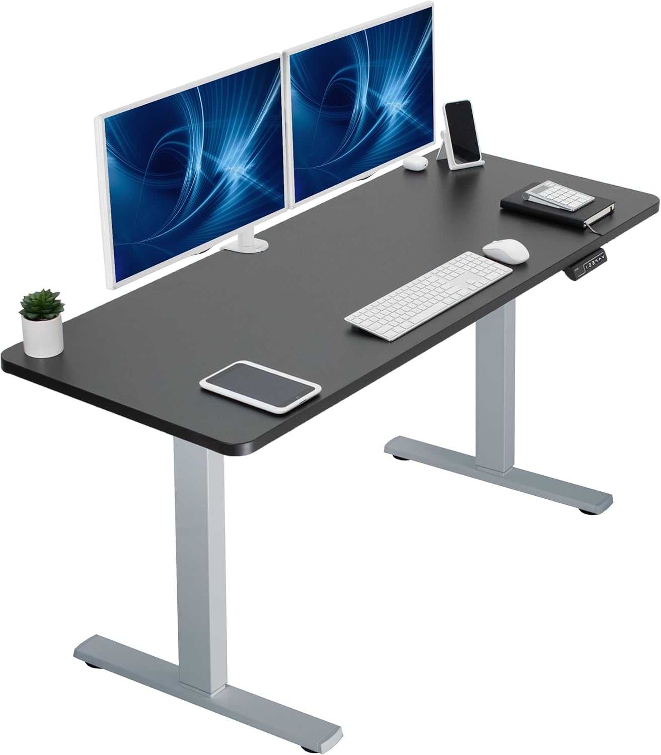 VIVO Electric 60 x 30 in Standing Desk, Memory Height Adjustment, 1B Series, Holds 220 lbs, Black Top Black Frame, DESK-KIT-1B6B-30