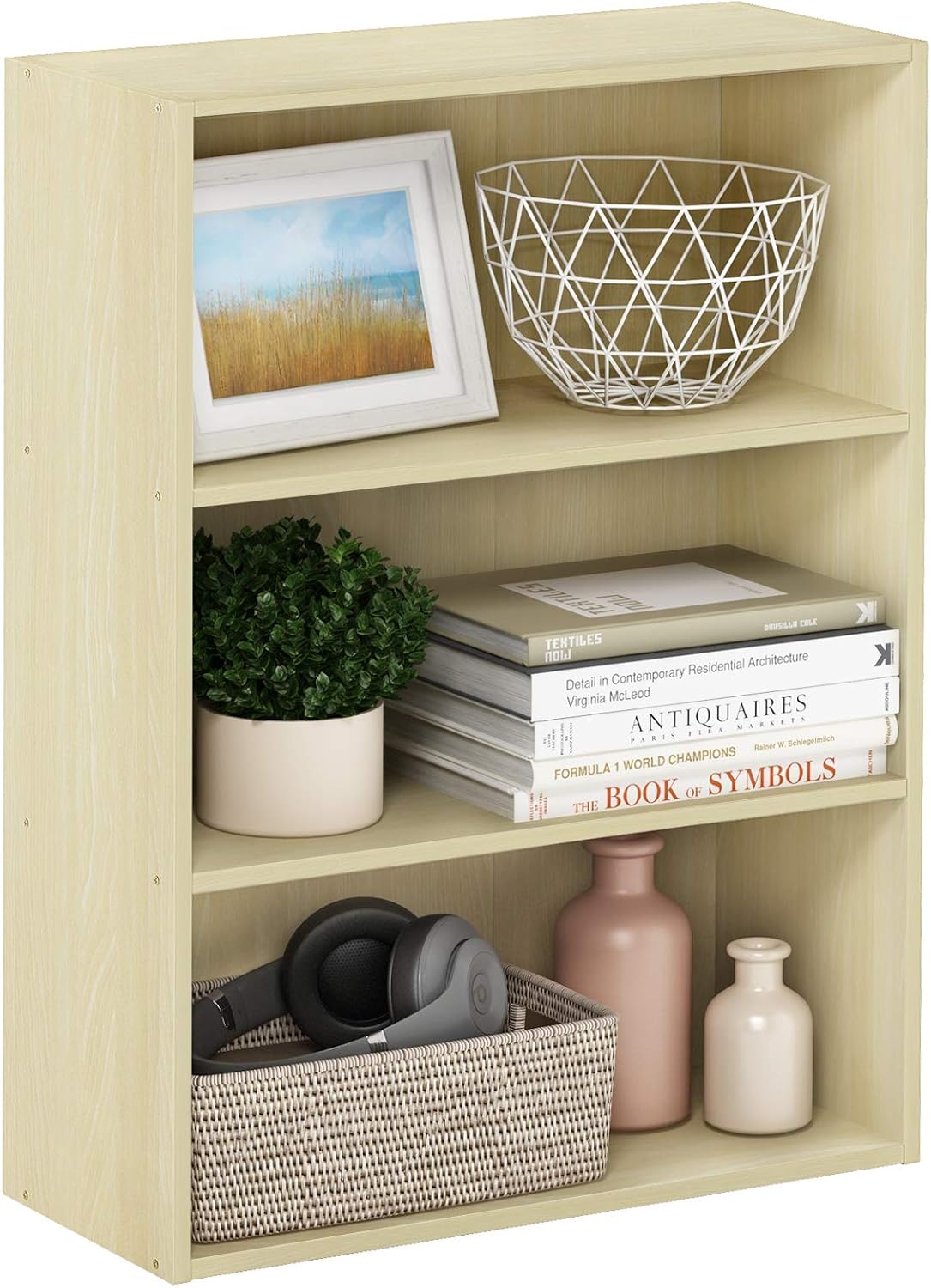 Furinno PASIR Book Shelf, 3-Tier Bookshelf, Bookcase, 9.7" x 23.7" x 31.5", for Living Room, Bedroom, Home Office, Blackwood