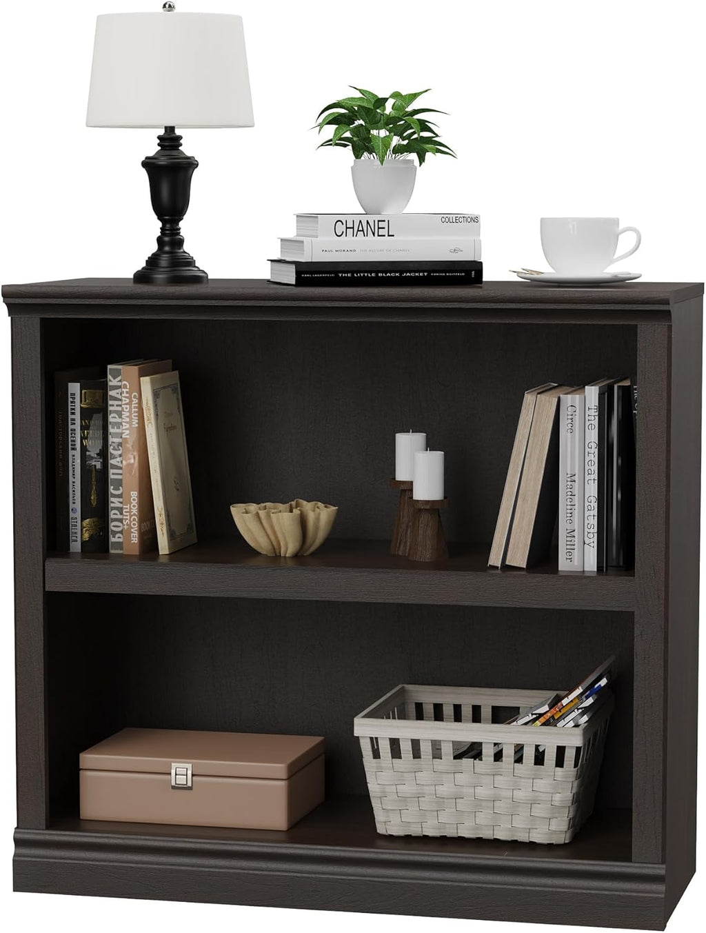 blini 3-Shelf Bookcase White Wooden Bookshelves 33in Wide Floor Standing Display Storage Book Shelves Tall Bookcase for Home Office, Living Room, Bedroom