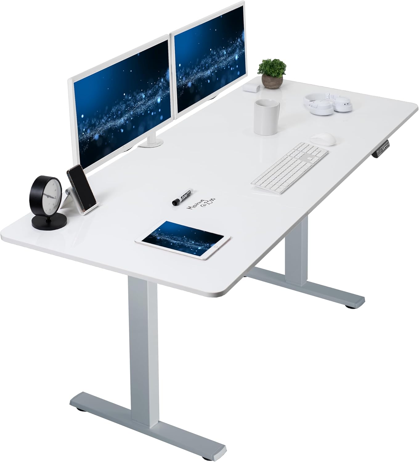 VIVO Electric 60 x 30 in Standing Desk, Memory Height Adjustment, 1B Series, Holds 220 lbs, Black Top Black Frame, DESK-KIT-1B6B-30