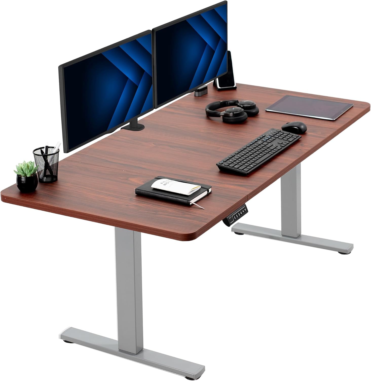 VIVO Electric 60 x 30 in Standing Desk, Memory Height Adjustment, 1B Series, Holds 220 lbs, Black Top Black Frame, DESK-KIT-1B6B-30