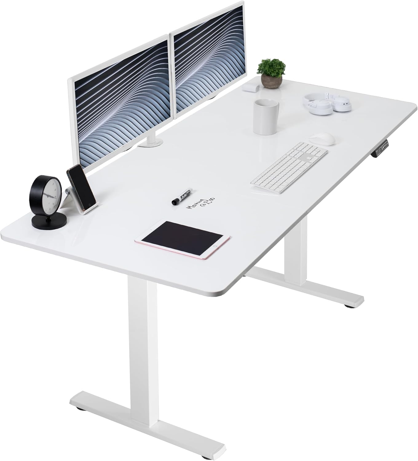 VIVO Electric 60 x 30 in Standing Desk, Memory Height Adjustment, 1B Series, Holds 220 lbs, Black Top Black Frame, DESK-KIT-1B6B-30