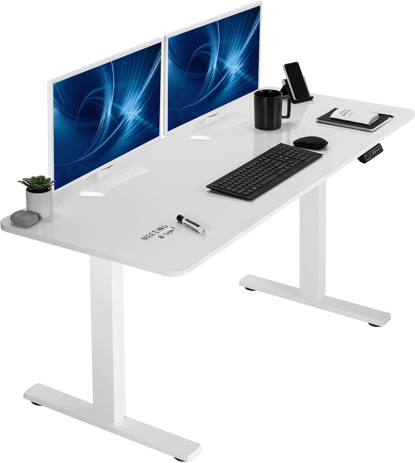 VIVO Electric 60 x 30 in Standing Desk, Memory Height Adjustment, 1B Series, Holds 220 lbs, Black Top Black Frame, DESK-KIT-1B6B-30