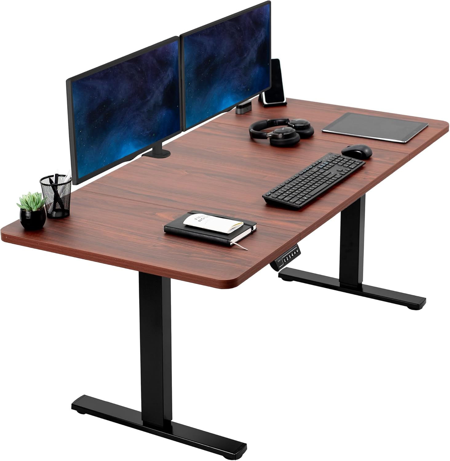 VIVO Electric 60 x 30 in Standing Desk, Memory Height Adjustment, 1B Series, Holds 220 lbs, Black Top Black Frame, DESK-KIT-1B6B-30