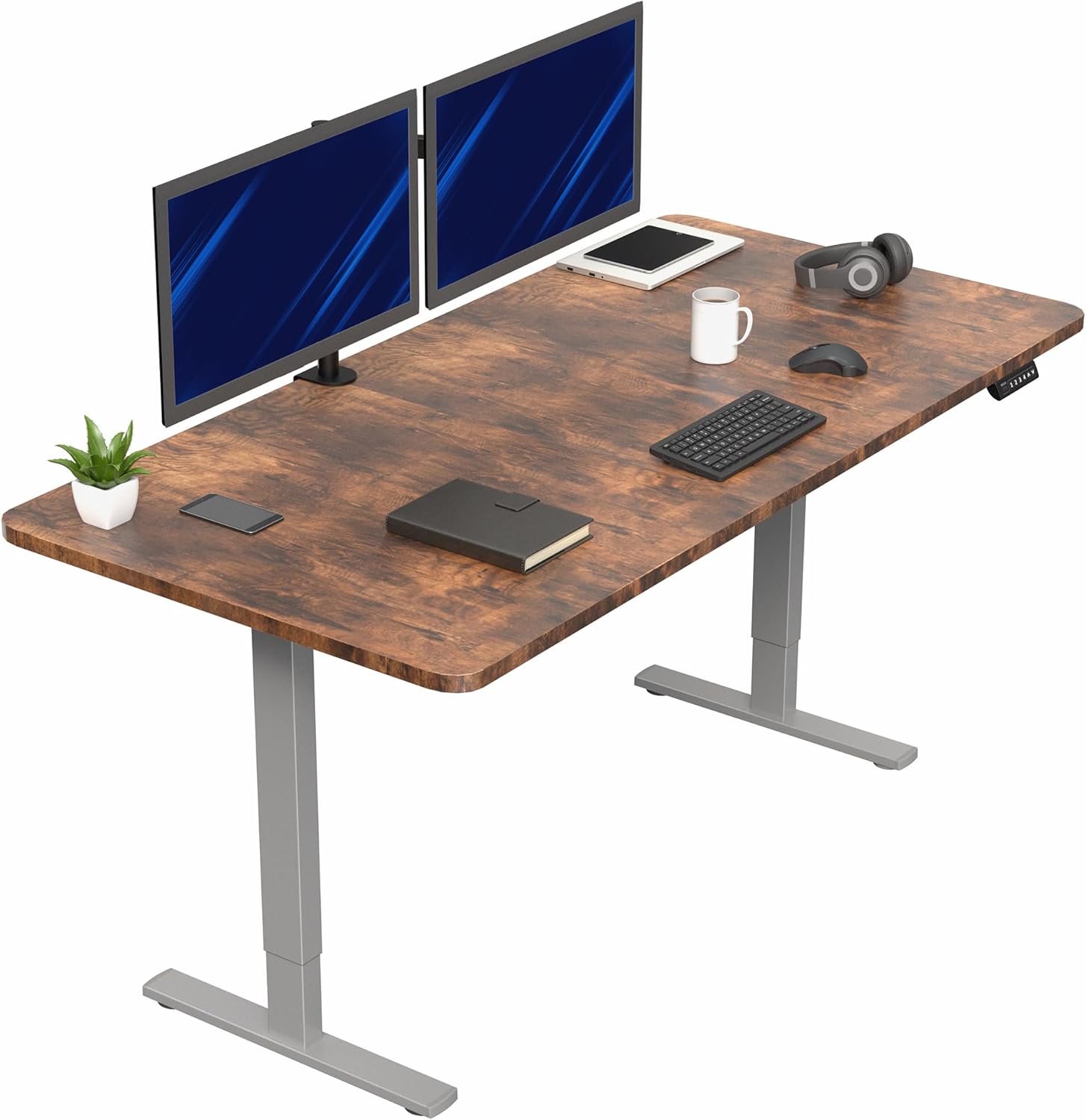 VIVO Electric 60 x 30 in Standing Desk, Memory Height Adjustment, 1B Series, Holds 220 lbs, Black Top Black Frame, DESK-KIT-1B6B-30