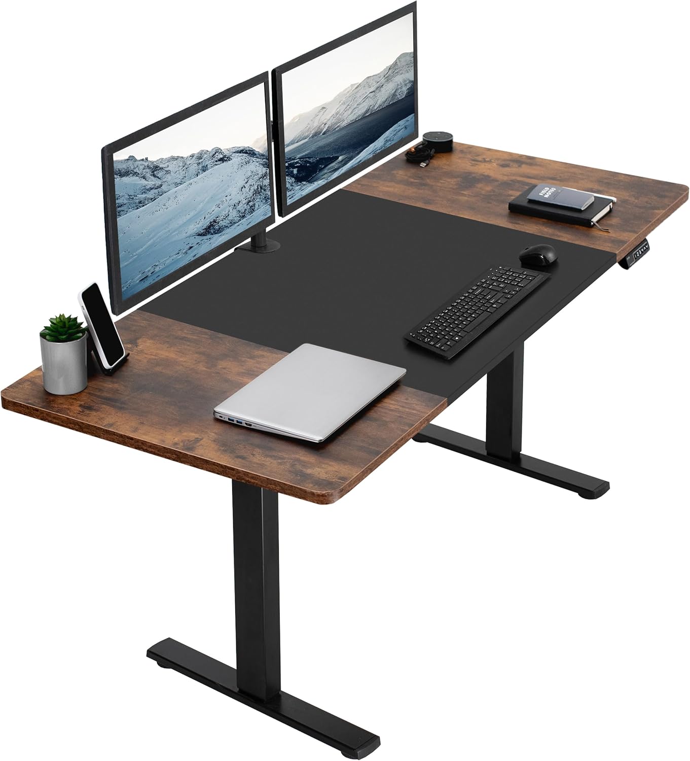 VIVO Electric 60 x 30 in Standing Desk, Memory Height Adjustment, 1B Series, Holds 220 lbs, Black Top Black Frame, DESK-KIT-1B6B-30