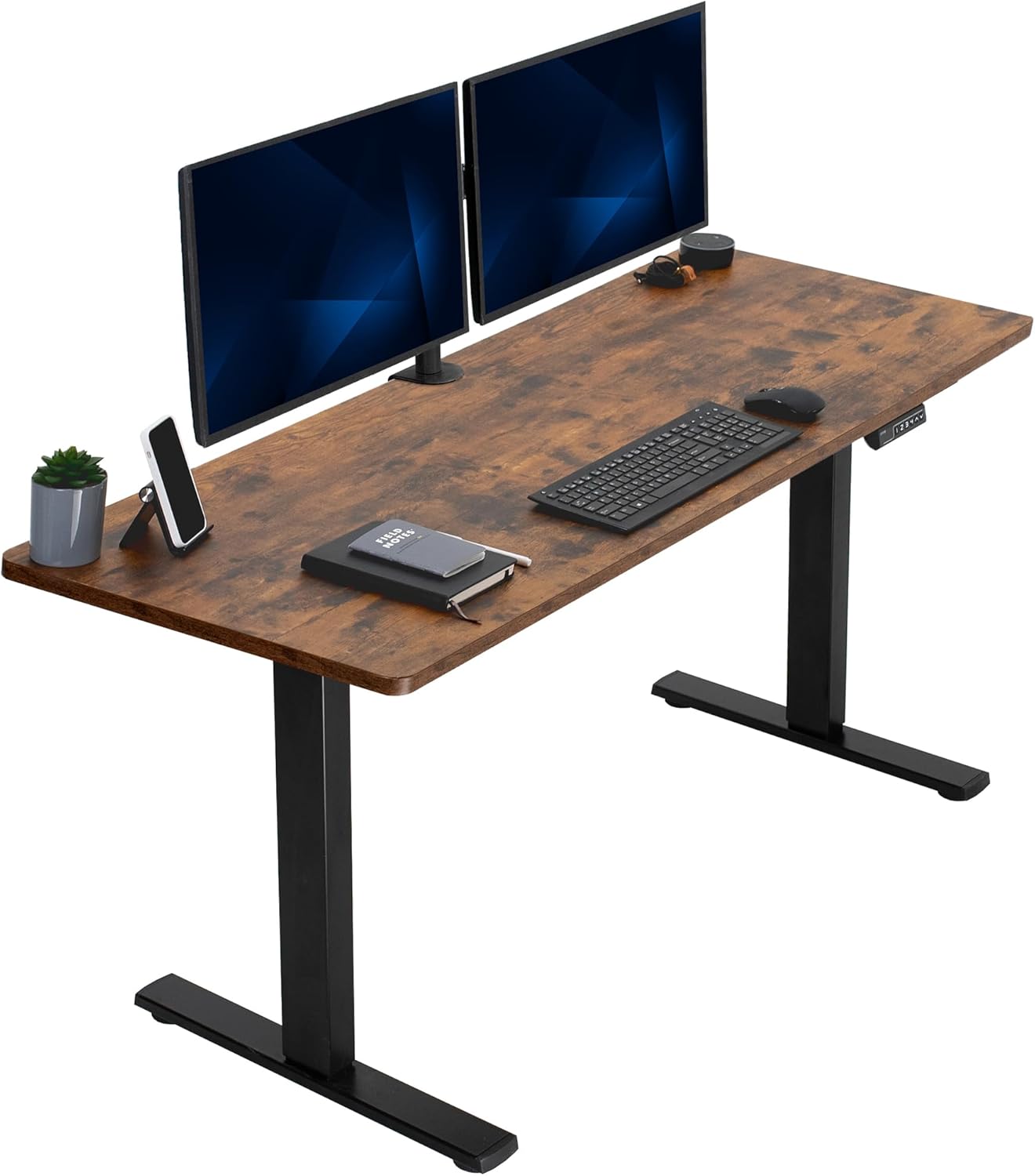 VIVO Electric 60 x 30 in Standing Desk, Memory Height Adjustment, 1B Series, Holds 220 lbs, Black Top Black Frame, DESK-KIT-1B6B-30