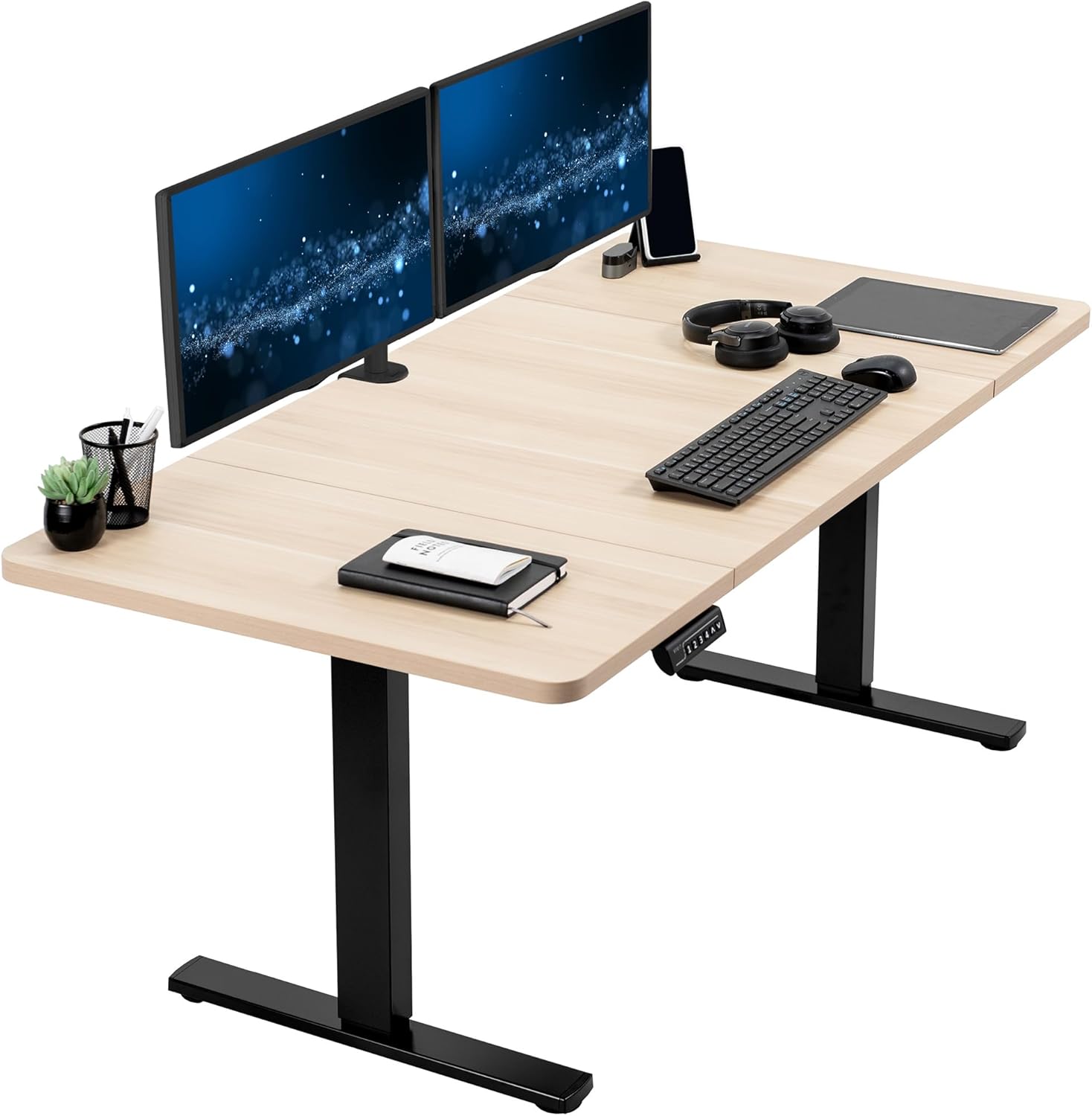 VIVO Electric 60 x 30 in Standing Desk, Memory Height Adjustment, 1B Series, Holds 220 lbs, Black Top Black Frame, DESK-KIT-1B6B-30