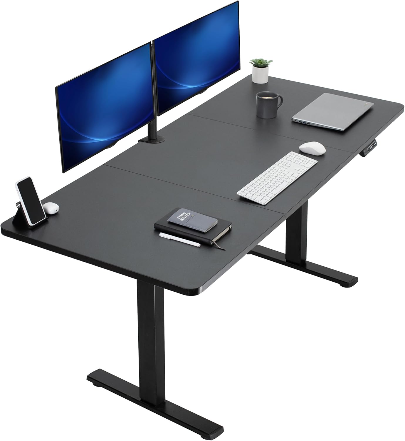 VIVO Electric 60 x 30 in Standing Desk, Memory Height Adjustment, 1B Series, Holds 220 lbs, Black Top Black Frame, DESK-KIT-1B6B-30