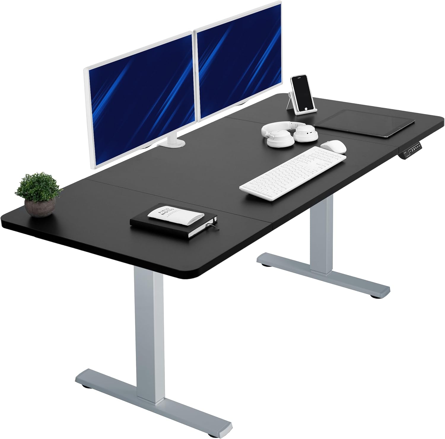 VIVO Electric 60 x 30 in Standing Desk, Memory Height Adjustment, 1B Series, Holds 220 lbs, Black Top Black Frame, DESK-KIT-1B6B-30