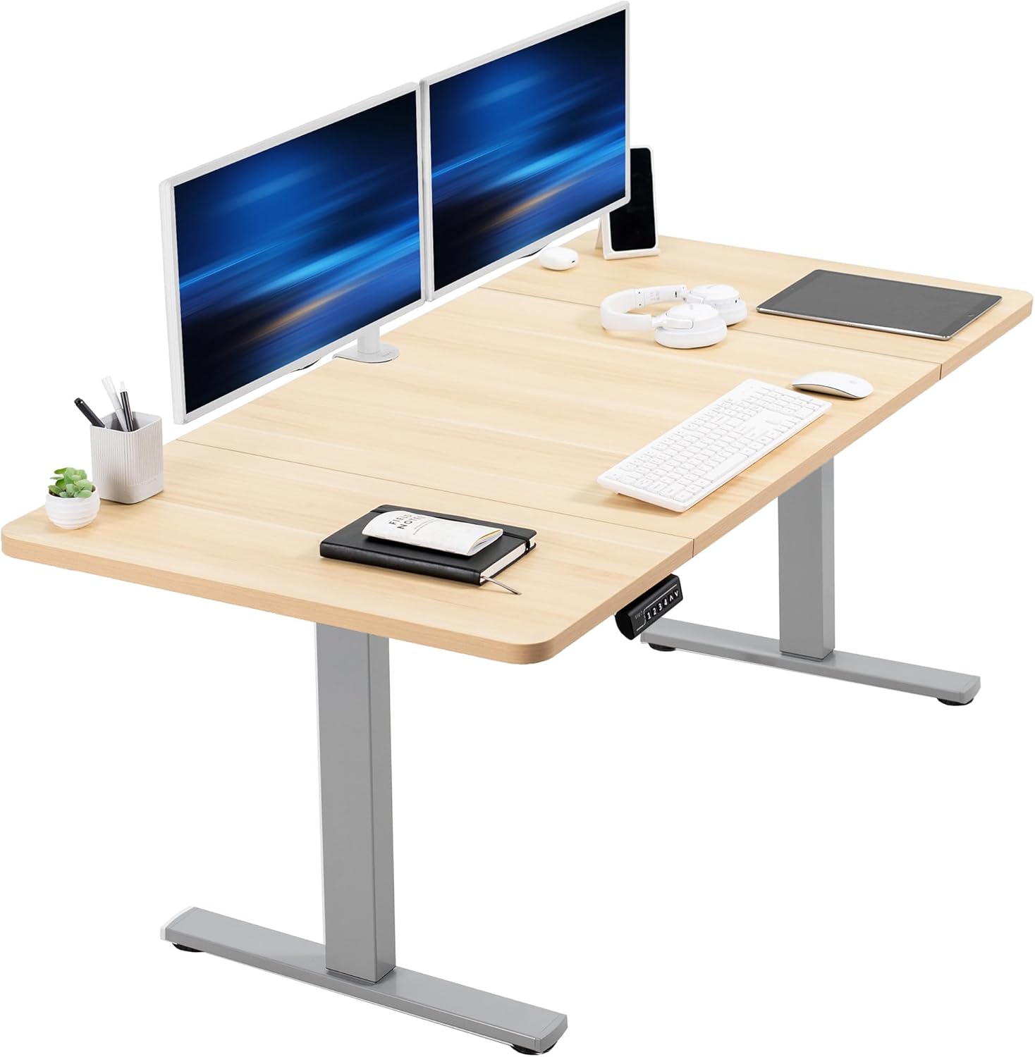 VIVO Electric 60 x 30 in Standing Desk, Memory Height Adjustment, 1B Series, Holds 220 lbs, Black Top Black Frame, DESK-KIT-1B6B-30