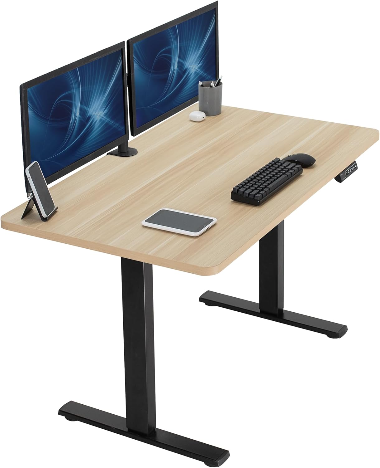 VIVO Electric 60 x 30 in Standing Desk, Memory Height Adjustment, 1B Series, Holds 220 lbs, Black Top Black Frame, DESK-KIT-1B6B-30