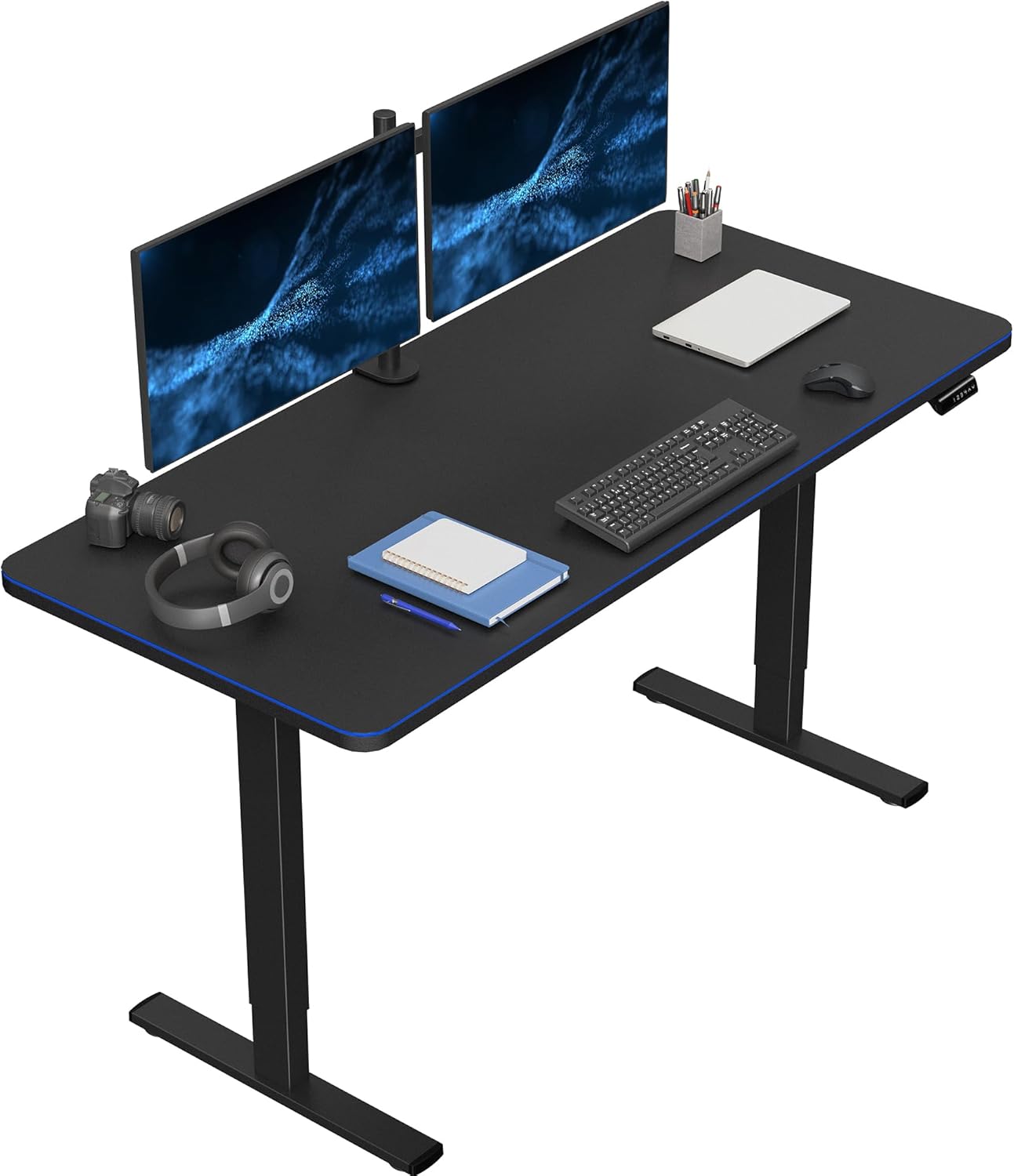VIVO Electric 60 x 30 in Standing Desk, Memory Height Adjustment, 1B Series, Holds 220 lbs, Black Top Black Frame, DESK-KIT-1B6B-30