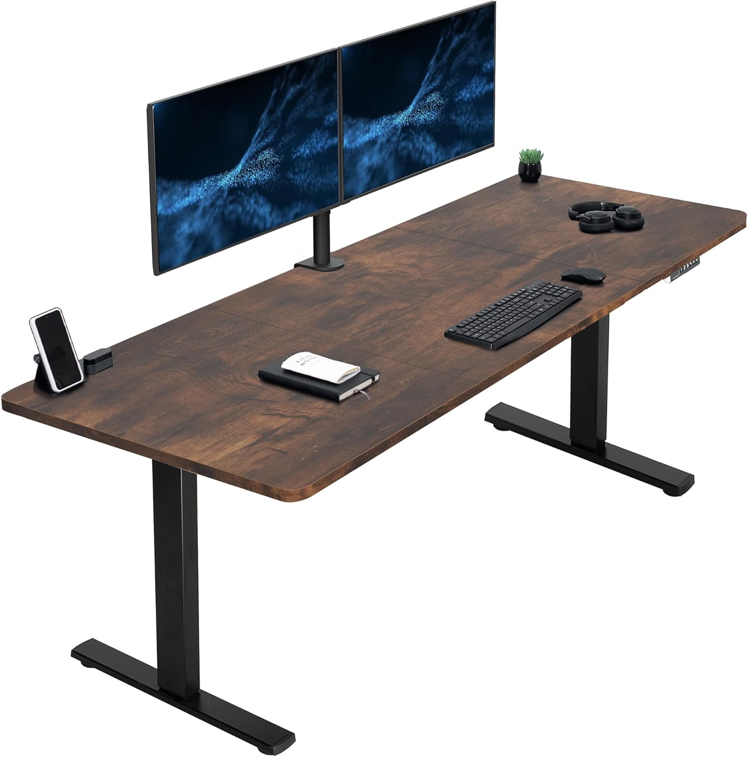 VIVO Electric 60 x 30 in Standing Desk, Memory Height Adjustment, 1B Series, Holds 220 lbs, Black Top Black Frame, DESK-KIT-1B6B-30