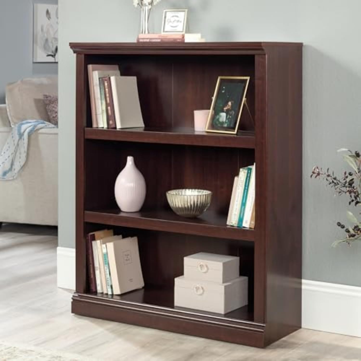 Sauder Miscellaneous Storage 3-Shelf Bookcase/ Book shelf, Select Cherry finish