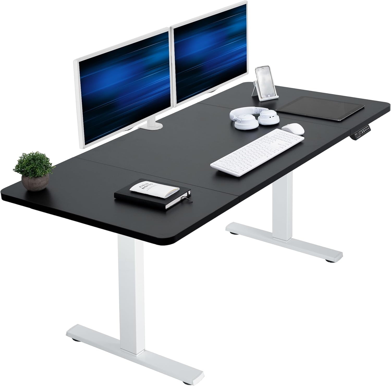 VIVO Electric 60 x 30 in Standing Desk, Memory Height Adjustment, 1B Series, Holds 220 lbs, Black Top Black Frame, DESK-KIT-1B6B-30