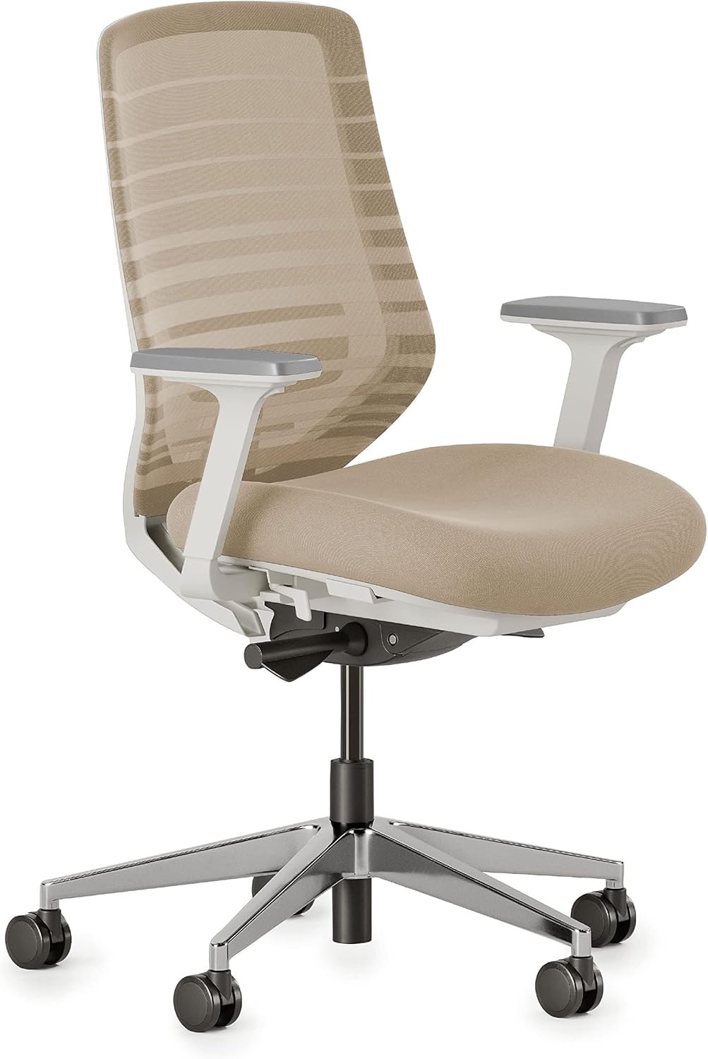 Branch Ergonomic Chair - A Versatile Desk Chair with Adjustable Lumbar Support, Breathable Mesh Backrest, and Smooth Wheels - Experience Optimal Comfort and Support - Graphite - White
