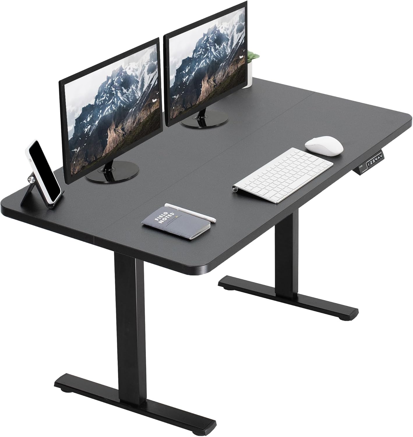 VIVO Electric 60 x 30 in Standing Desk, Memory Height Adjustment, 1B Series, Holds 220 lbs, Black Top Black Frame, DESK-KIT-1B6B-30
