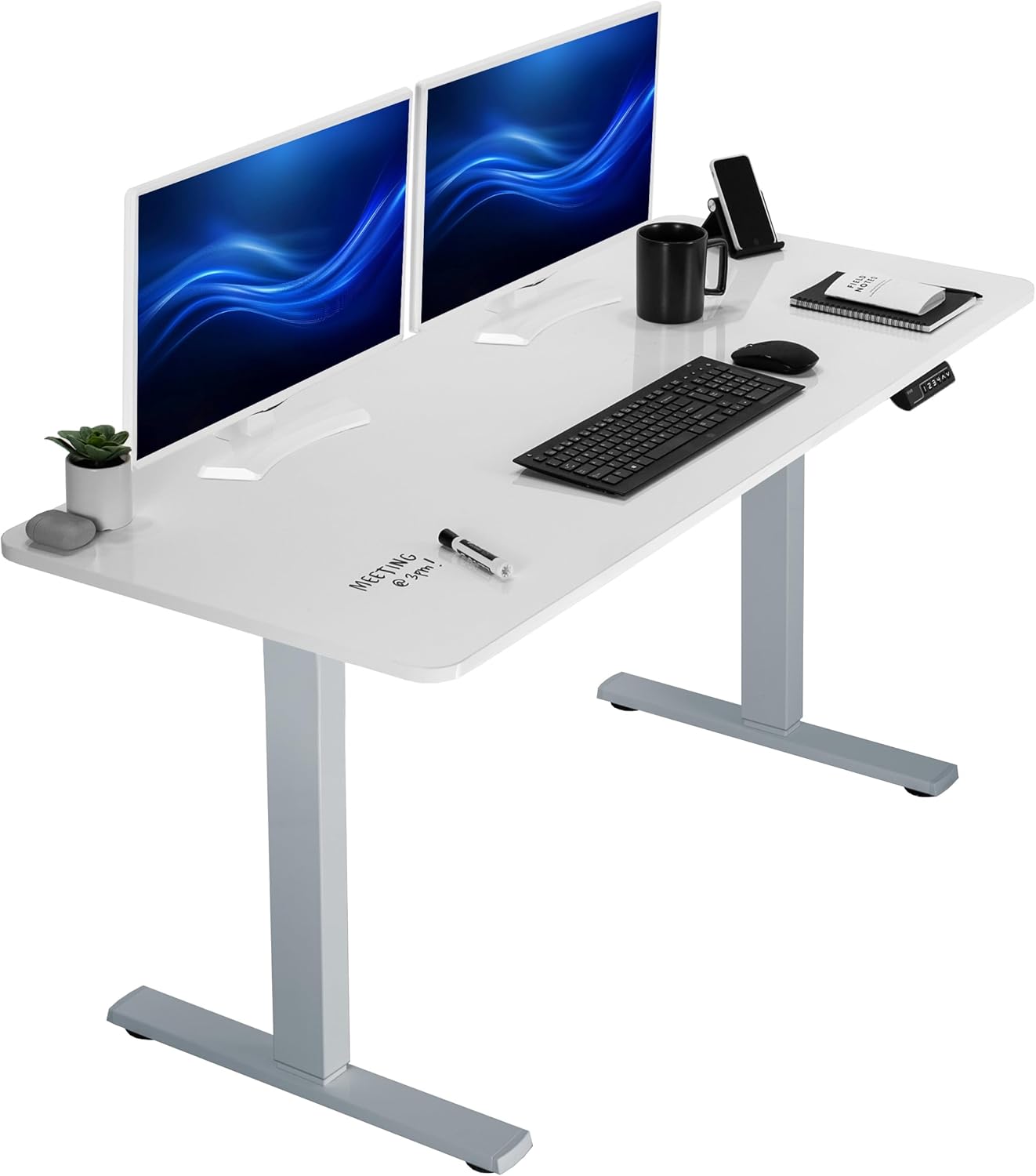 VIVO Electric 60 x 30 in Standing Desk, Memory Height Adjustment, 1B Series, Holds 220 lbs, Black Top Black Frame, DESK-KIT-1B6B-30