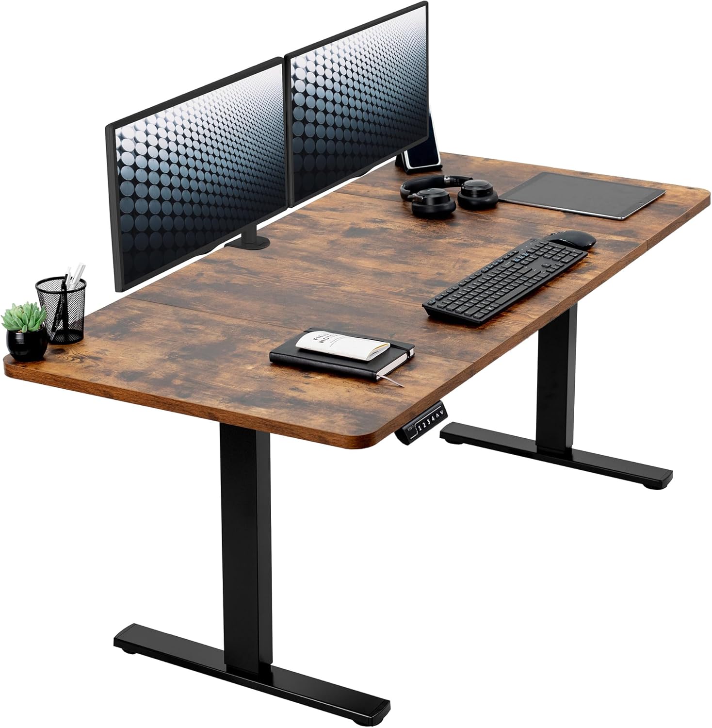 VIVO Electric 60 x 30 in Standing Desk, Memory Height Adjustment, 1B Series, Holds 220 lbs, Black Top Black Frame, DESK-KIT-1B6B-30