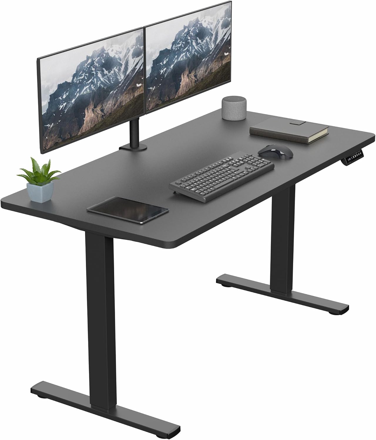 VIVO Electric 60 x 30 in Standing Desk, Memory Height Adjustment, 1B Series, Holds 220 lbs, Black Top Black Frame, DESK-KIT-1B6B-30
